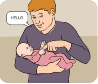 Father interacting with baby