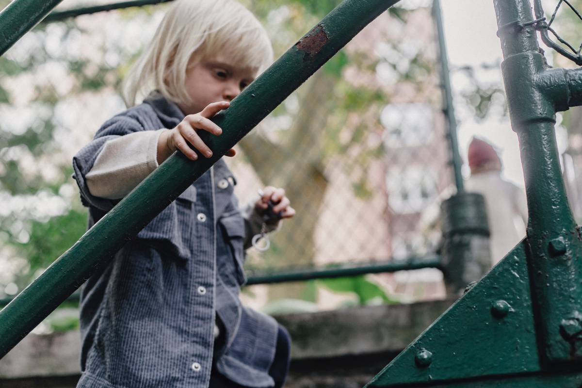 A child going up the stairs
