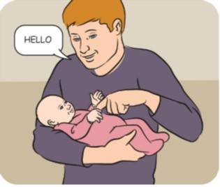 Father interacting with baby