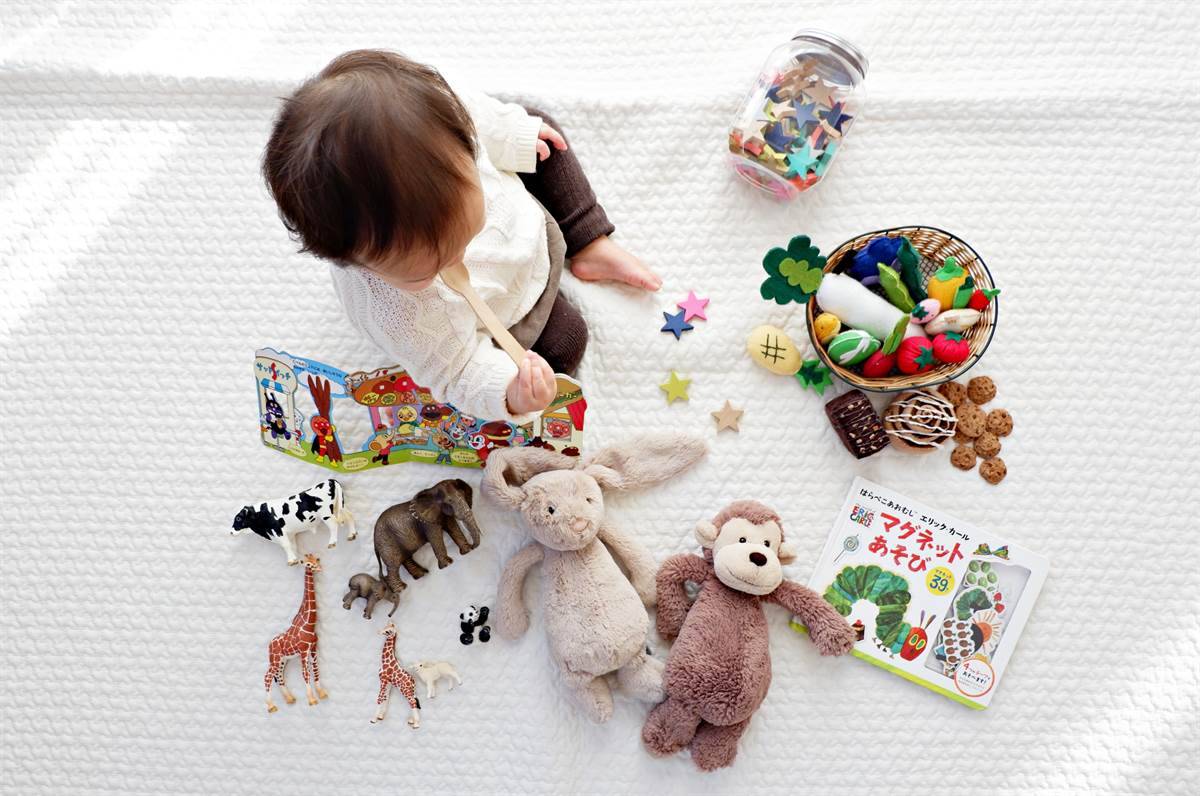 Baby (1 y.o) at home playing