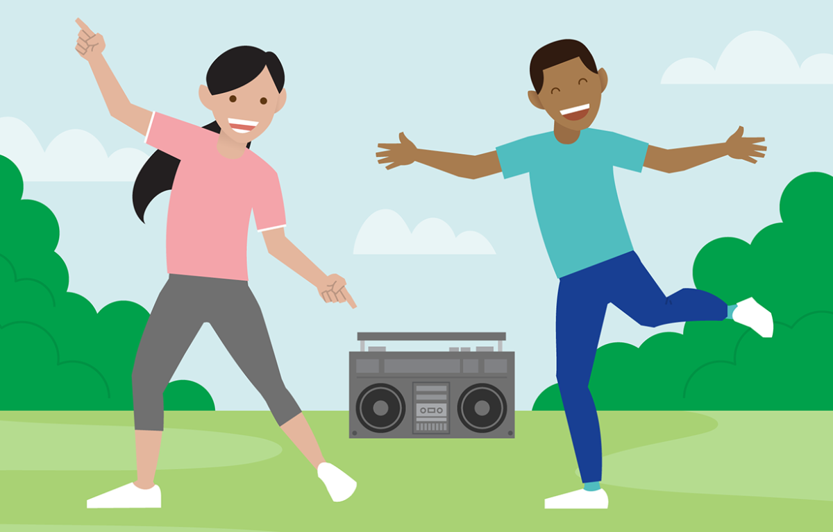 cartoon children dancing