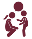 Adult talking to child icon