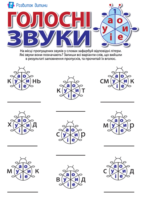Розрізняємо голосні звуки та літери №1 (А, О, У, І, Е, И)