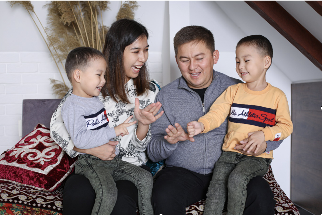 Kids playing with parents