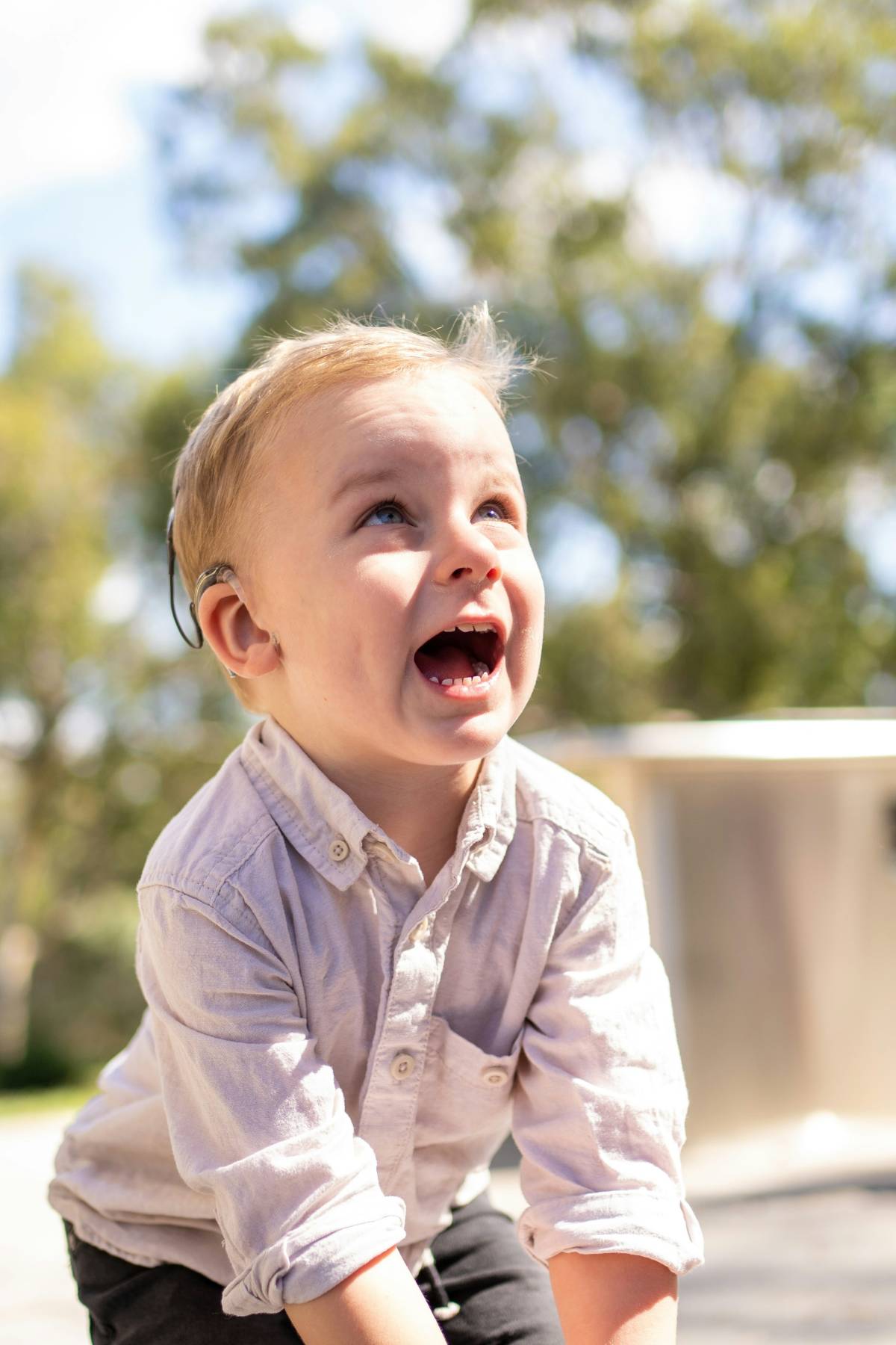 Child wearing hearing aids