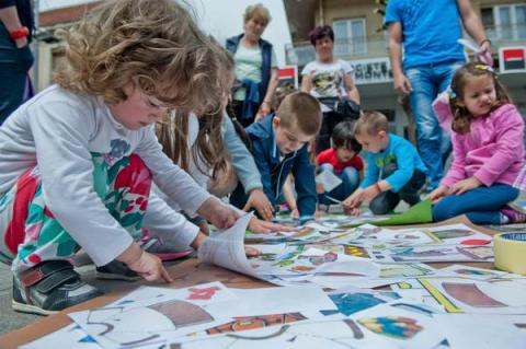 3-5 year old children are captured while playing in an outdoor kindergarten in Montenegro.