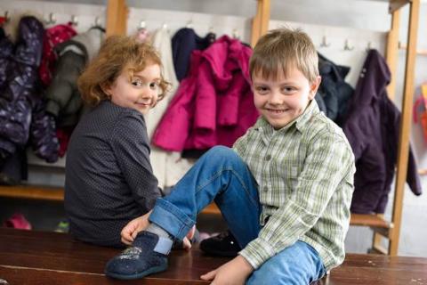 Boy and girl, 6 year old in Preschool during the Preschool for all campaign in Rozaje, Montenegro