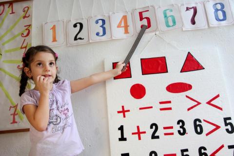 Girl during an early learning activity.