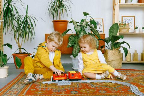 A boy and a girl playing together