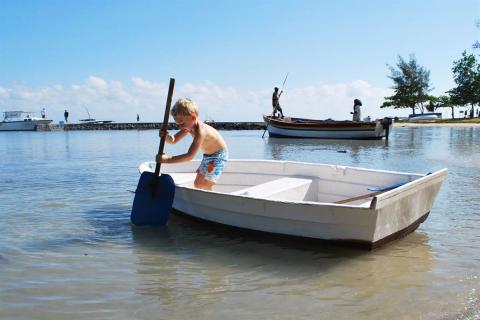 A child in a boat