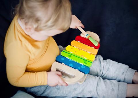 toddler playing at home