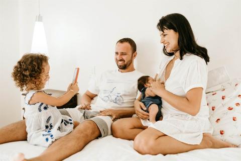family time together (1 m.o.) (3 y.o.)