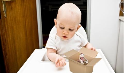 baby finding a toy