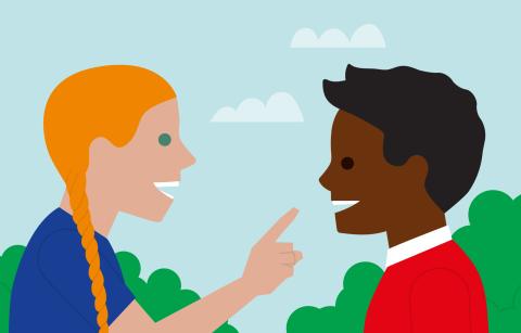 cartoon children talking to each other