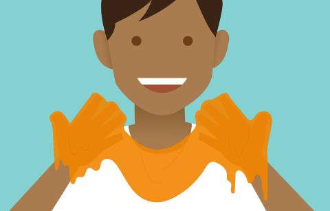 cartoon boy holding slime