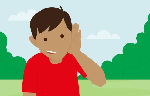 cartoon boy listening actively