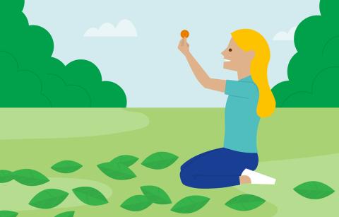 cartoon girl finding a treasure
