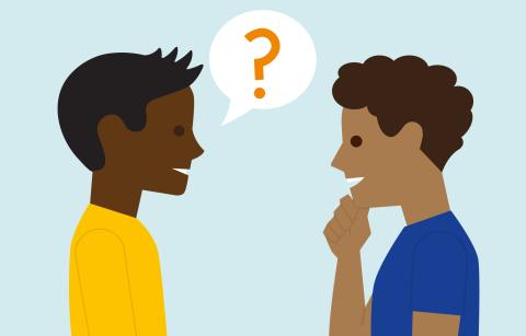 cartoon children asking each other questions