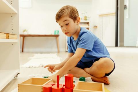 Child playing with blocks