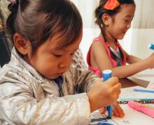 Two sisters colouring