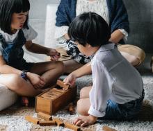 Children playing a board game