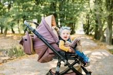 Baby sitting in stroller