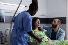 Woman giving birth in public hospital
