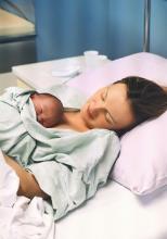 Mother and baby doing skin-to-skin
